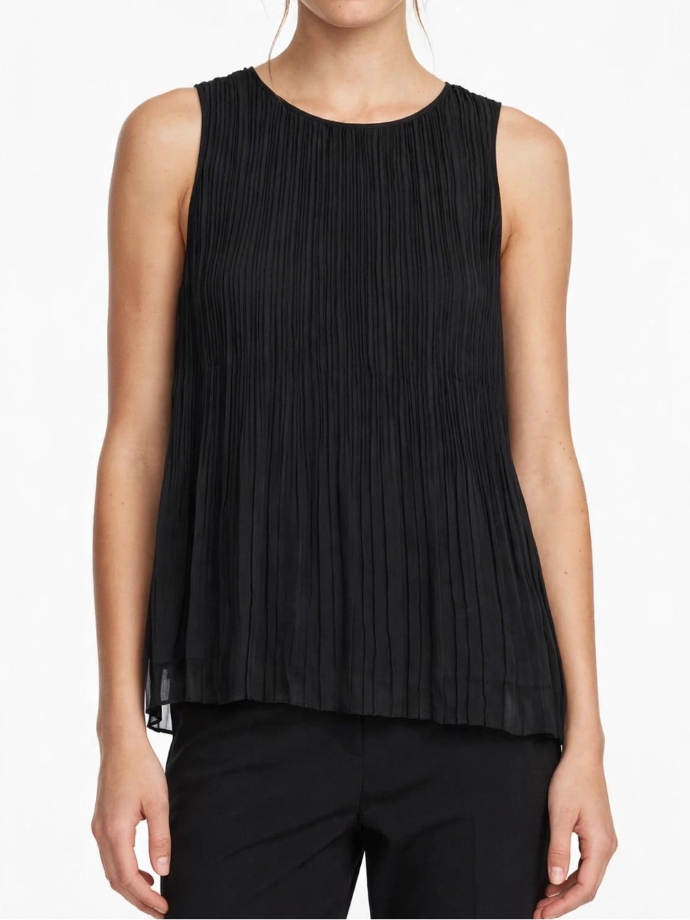 Halogen NWT M Black Pleated Sleeveless Tank Top Nordstrom Work Blouse